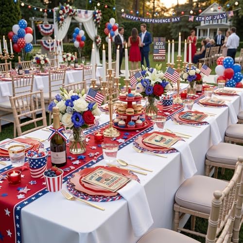 WDF 175Pcs Red Plates - Red Plastic Plates with Gold Rim - Fancy Disposable Dinnerware Sets Ideal for Party/Wedding - Image 3