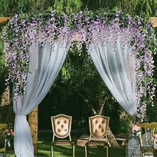 3Pcs 7.2Ft/Piece Artificial Flowers Wisteria Garland Artificial Wisteria Vine Hanging Flower Greenery Garland for Home Garden Outdoor Wedding Arch Floral Decor (Purple) - Image 5