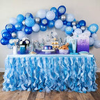 Blue Tutu Table Skirt 9ft with Double Layer Organza Willows for Ocean Under the Sea Decorations, 1st Baby Boy Birthday Décor, Elephant Baby Shower Décor, Gender Reveal or Bridal Shower by BluekateParty
