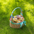 Wickerwise Small Seagrass Wicker Picnic Basket with Handle - Versatile Gift Basket with Blue Ribbon for New Year and Other Occasions, Garden and Home Decor, Natural Wicker Basket and Storage Solution - Image 5