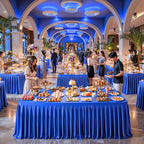 1 Pack Royal Blue Satin Tablecloths Rectangle 6FT, Glitter Spandex Fitted Stretch Table Covers Wrinkle-Free Floor Length Shimmer Table Skirt for Weddings Parties Baby Shower Banquets Vendor Events - Image 7