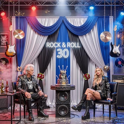gogoparti 15x10ft Black Blue and Metallic Silver Backdrop Curtains, Wrinkle Free 6 Panels 2.5x10ft Polyester Drapery Panels for Wedding Birthday Party Decoration Supplies - Image 7