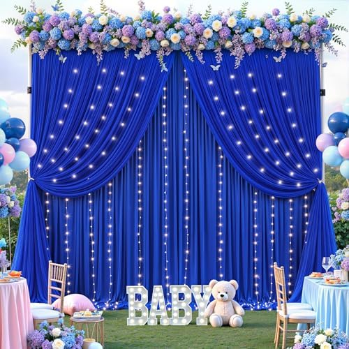 Royal Blue Tulle Backdrop Curtain for Parties Wedding,30ft x 10ft Wrinkle Free Curtain Backdrop,2 Layer Drapes for Backdrop,Polyester Back Drop for Bridal Shower Birthday Baby Shower Photography - Image 4