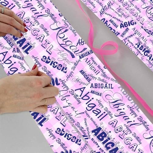 AOFUN Personalized Name Text Cute Birthday Wrapping Paper Christmas Wrapping Supplies Wrapping Paper For Men Personalized Name Text Custom Name Gift 3 Rolls 58" x 23" - Image 4