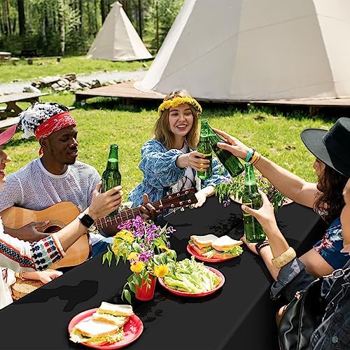 32 Pack Black Plastic Tablecloth for Rectangle Tables, Premium Decorative Black Disposable Table Cloths for Parties, Bulk Rectangle Party Table Cover for Birthday, Wedding, Anniversary, 54 x 108 Inch - Image 7