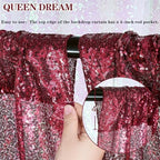 6 Packs 2x8FT Sequin Curtain Backdrop Burgundy Red Party Photo Backdrop - Image 5