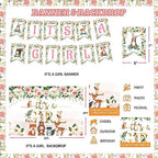 Woodland Baby Shower Decorations Girl, Forest Animal Gender Neutral Baby Shower Party Decorations Its a Girl Backdrop Balloon Garland Banner Box Cutout Cake Cupcake Topper Sash Pink - Image 2