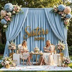 Gallety Baby Blue Backdrop Curtain for Wedding, Photo Backdrop Curtain for Bridal Shower Decorations - 10FT x 10FT Stage Curtains for Graduation Dances,Birthday Party,Baby Themed Celebration - Image 6