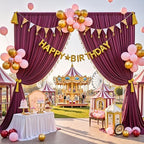 10ftx12ft Burgundy Backdrop Curtains for Parties, Wrinkle Free Polyester Burgundy Photo Backdrop Drapes 2 Panels 12 ft Long Back Drop Cloth for Wedding Birthday Photography Background Party - Image 7