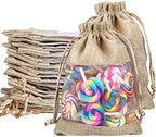 Shappy 50 Pcs 5 x 7 Inch Organza Burlap Bag with Drawstring, Flaxen by Shappy