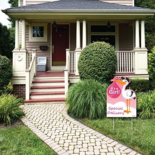 Big Dot of Happiness Girl Special Delivery - Baby Shower Decorations - Pink It's A Girl Stork Baby Announcement & Welcome Yard Sign - Image 3