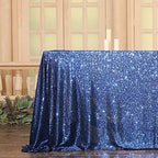 SquarePie Sequin Tablecloth 90x132 Inch Navy Blue for Wedding Party - Image 5