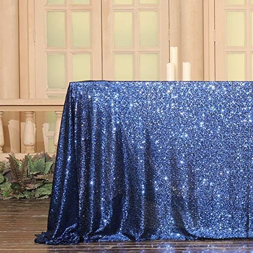 SquarePie Sequin Tablecloth 90x132 Inch Navy Blue for Wedding Party - Image 5