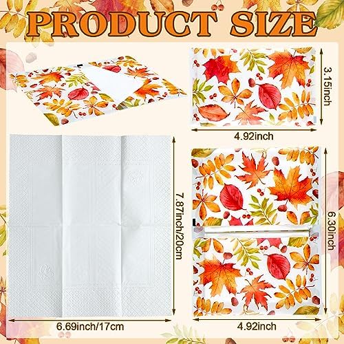 PerKoop 100 Pack Travel Tissues Pocket Size, 3 Ply, Fall Leaf - Image 2
