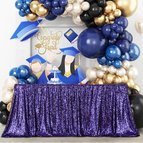 Poise3EHome Purple Sequin Tablecloth 90×132 Inch Rectangle Sparkly Fabric Table Cloth for Birthday Wedding Halloween Party Holiday Decoration - Image 2