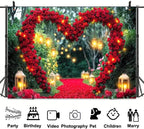 Rose Floral Wedding Photography Backdrop Red Roses Flower Birthday Baby Shower Wedding Bridal Party Banner Photo Booth Props Anniversary Background, 10X8 Ft - Image 5