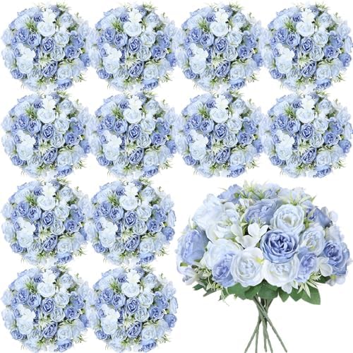 Geosar 16 Bundles Artificial Peonies Flowers,Gradient Blue by Geosar