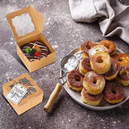 KPOSIYA 120pcs Small Cookie Boxes with Window, 4x4x2.5 Brown Bakery Box - Image 2