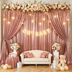 Rosy Satin Backdrop Curtains 4 Panels - Glitter Photo Drapes for Baby Shower, 20x10FT Shimmer Back Drop Cloth, Wrinkle Free for Birthday Party Bachelorette Bridal Shower Stage Background - Image 6