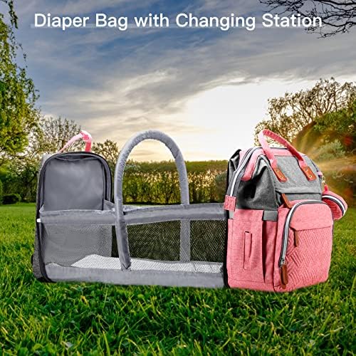 ISMGN Diaper Bag Backpack with Changing Station, Baby Bags for Girls, Pink - Image 2