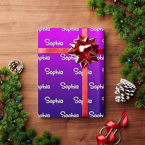 MyPupSocks Custom Birthday Gift Wrapping Paper, Personalized Gradient Purple Gift Wrap Paper with Logo Funny Wrapping Paper Roll for Men Women Boys Girls Christmas Memorial 58x23 3 Rolls - Image 4
