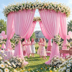 20x12ft Pastel Pink Backdrop Curtains for Wedding Party 4 Panel 5×12FT Tall - Image 3