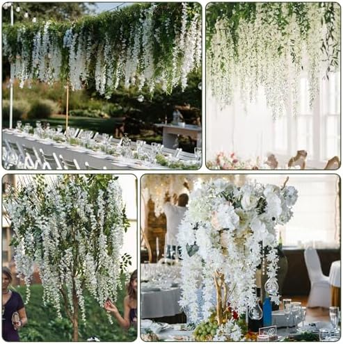 Alotiki White Wisteria Hanging Flowers, 50 Pack Fake Hanging Flowers - Image 4
