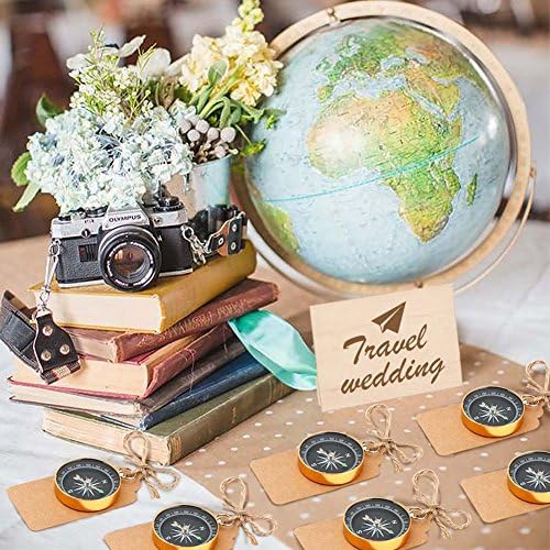 50 Sets/100pcs Compass Favor Bulk: Compass Keychain & Kraft Tags (Gold) - Image 6