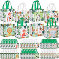 Silkfly 60 Pcs Safari Goodie Bags with Handles, Jungle Animal Non Woven Party Favor Bag Reusable Gift Bag Candy Treat Bags for Birthday Baby Shower Zoo Theme Party Favors by Silkfly