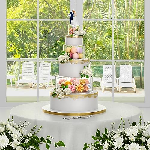 NPPLUS 3 Pcs Round Acrylic Cake Stand with Lid, Clear Fillable Cake Tier by NPPLUS