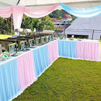 2 Pack 6ft Pink and Blue Tulle Table Skirt for Gender Reveal Tutu Table Clothes Cover for Baby Shower Boy or Girl Birthday Party Table Decorations, Gender Reveal Party Supplies - Image 5