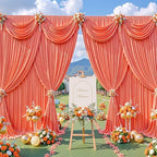 10x10ft Orange Backdrop Curtains for Parties Baby Shower Photo Wrinkle Free Polyester Photoshoot Curtains Drapes Backdrop for Birthday Party Wedding Graduation Photography Background 2 Panels 5x10FT - Image 5