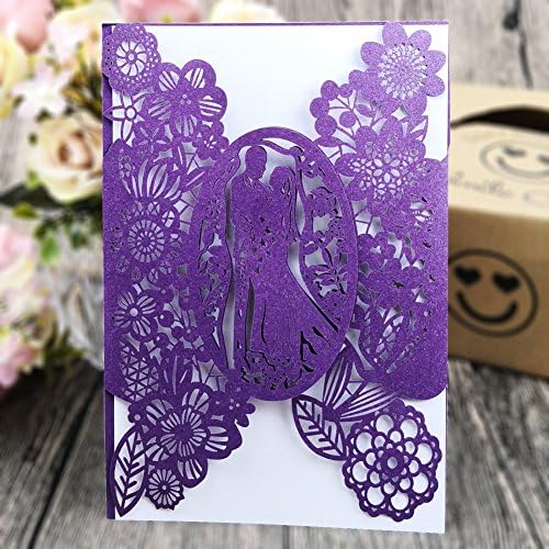 FOMTOR 40-Pack Blue Laser Cut Wedding Invitation Cards Set w/Envelopes & Inserts & Seals – for Wedding, Bridal Shower, Baby Shower, Graduation, Birthday Party, Engagement, Anniversary - Image 2