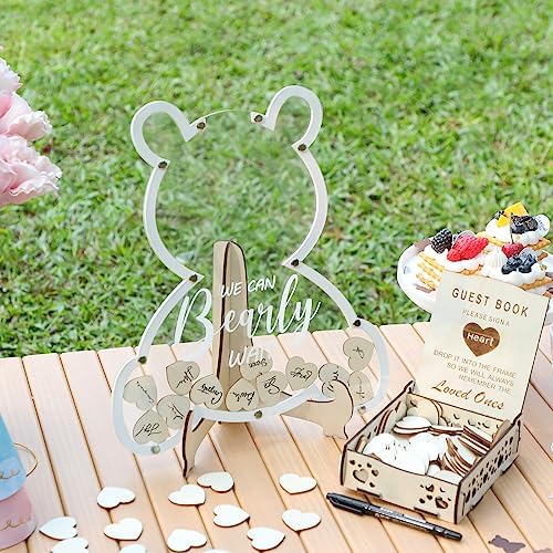 Fonder Mols Baby Shower Guest Book Alternatives - We Can Bearly Wait Gender Reveal Party Reception Table Top Centerpiece Guestbook Decorations Supplies (for 80 Guests) - Image 2