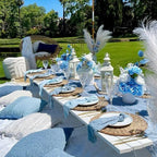 12 Pack Dusty Blue Cheesecloth Table Runners 35x120 Inch, Semi Sheer Boho Gauze Cheese Cloth Fabric Table Runners for Wedding Party Baby Shower Home Decorations - Image 2