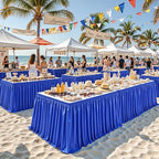 21ft Length Royal Blue Satin Table Skirt for Rectangle Tables, Wrinkle Resistant Pleated Ruffle Table Cloth Glitter Desk Skirting for Weddings Banquet Birthday Party Stage Decorations - Image 2