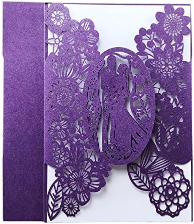 FOMTOR 40-Pack Blue Laser Cut Wedding Invitation Cards Set w/Envelopes & Inserts & Seals – for Wedding, Bridal Shower, Baby Shower, Graduation, Birthday Party, Engagement, Anniversary by FOMTOR