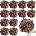 12 Bundles Faux Peony Flowers Bulk - Vintage Purple by TOBILU
