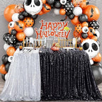90x156 Inch Rectangle Sequin Tablecloth Glitter Black Wedding Table Linens - Image 3