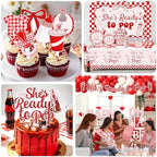 Shes Ready to Pop Baby Shower Decorations, All-in-1 Retro Soda Pop Baby Shower Decorations with Balloon Arch Baby Boxes Plates Napkins Cake Toppers Tablecloth Backdrop Banner for Gender Reveal Party - Image 6