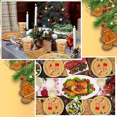 Skylety 200 Pcs Christmas Party Supplies Paper Plate, Serve 50, Gingerbread - Image 6