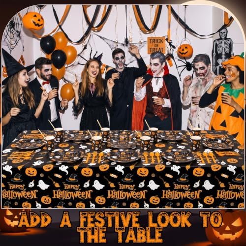 Funnymoom 218 Pcs Halloween Party Decorations Black Orange Plate Serves 24 - Image 6