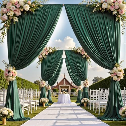 30ftx12ft Hunter Green Backdrop Curtains for Parties, Wrinkle Free Polyester Hunter Green Photo Backdrop Drapes 6 Panels 12 ft Long Back Drop Cloth for Wedding Birthday Photography Background Party - Image 5