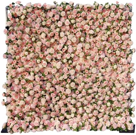 Artificial Flower Wall Backdrop 8×8 ft (2.4×2.4 m), 2 Panels 4×8 ft Each, Realistic Blooms for Wedding Ceremony, Photo Booth & Baby Shower,Stand/Frame Not Included by ACARRA