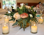 Set of 144 Richland Votive Candles Ivory Unscented and 144 Clear Glass Eastland Votive Holders - Image 6