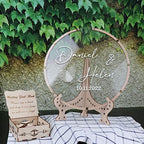 Wedding Fingerprint Guest Book Alternative,with Box and Small Hearts,Personalized Round Drop Guest Sign for Rustic Wedding Decorations,Anniversary(style13, Circular) - Image 4