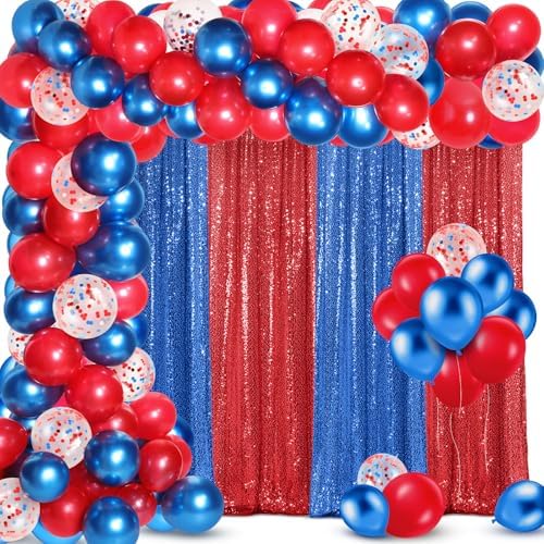 SmoothNovelty 137 Pcs Red White Blue Balloons Arch Kit Backdrop Red Blue by SmoothNovelty