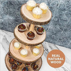 Wooden 4 Tier Rustic Cupcake Stand, Great for Wedding Cake Wood Display Tiered Centerpiece, Dessert Tower for Parties & Events (Pack of 2) - Image 5