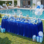 Royal Blue Satin Table Clothes for 8 Foot Rectangle Tables - 8FT Wrinkle Resistant Glitter Rectangle Tablecloths, Party Table Covers for Wedding Banquet, Baby Shower, Birthday, Holiday Dinner - Image 7