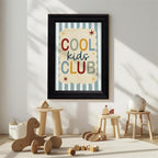 Vintage Framed 24x36 inch Trendy Preppy Blue Striped Wall Art Cool Kids Club Quotes Poster Modern Funny Toddler Canvas Prints for Kids Playroom Bedroom Wall Decor - Image 4